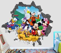mickey friends wall decal mickey mouse 3d smashed sticker decor art kids vinyl mural nursery perso disney wall decals mickey mouse wall decals sticker decor