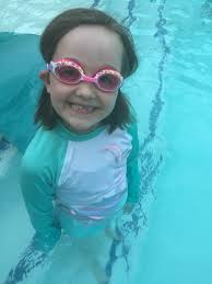 Yani is always happy when she gets to swim. Sometimes she stays in her pool  for an hour just to relax and enjoy the moment."