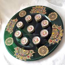 Graceful Green Hennaparty Thaali Design Homede Henna Candles Mehndi Decor Mehndi Candles