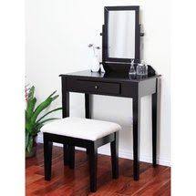 Home Craft 3 Piece Vanity Set Mahogany Walmart Com Vanity Set Bedroom Furniture Bench Contemporary Vanity