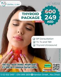 🧠 Feeling tired, gaining weight, or losing hair? These could be signs of a  thyroid issue! Get peace of mind with our Thyroid Check-Up Package at  Central Clinic — now only AED