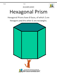 The hexagonal prism is, like the pentagonal prism, not a commonly studied prism at elementary level. Printable 3d Shapes