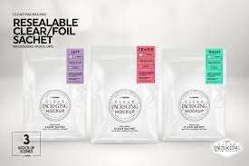 Clear Foil Sachet Packaging Mockup Packaging Mockup Sachet Free Packaging Mockup