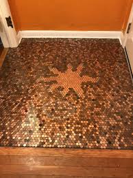 You can make the sheets whenever you have free time (while watching tv) and you don't have to live in a torn up mess of a house while you're hunched over on. Penny Floor In My Foyer Penny Floor Penny Wall Flooring