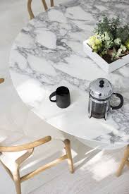 Cover The Old Oak Table With A Marble Look Tablecloth To Hide The Ink Stain Add Modern Wishbone Chai Dining Table Marble Marble Dining Kitchen Table Settings
