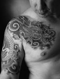 Black And White Dragon Tattoo Sleeve The Talented Chris Garver Japanese Dragon Dragon Sleeve Tattoos Dragon Tattoo Japanese Dragon Tattoo