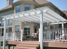 Awntech 14' wide manual retractable awnings provide cooling shade to outdoor patios and decks. Newport Freestanding Pergola