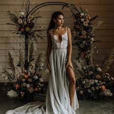 The heavier weight fabric is perfect for pleated looks that will create more volume over your hips. 29 Stunning Silver Wedding Dresses For Bold Brides