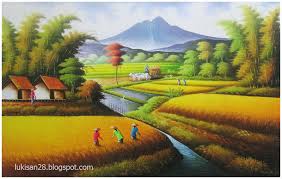 Hasrat untuk menjadi satu dengan manusia lain disekelilingnya hasrat untuk menjadi satu dengan suasana alam sekitar.tema dalam karya seni rupa. Gambar Lukisan Alam Sekitar Cikimm Com