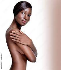 Beautiful African-American young woman with clean skin nude topl Stock  Photo | Adobe Stock