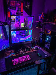 My Current Setup Have A Few More Things To Do Tho Gaming Room Setup Video Game Rooms Room Setup