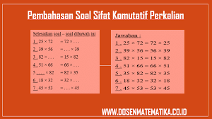 Operasi hitung bilangan bulat negatif youtube. Penyelesaian Soal Soal Sifat Komutatif Perkalian Iv Sd