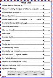 First time was around two years ago, and last time. Barber Shop Price List With Images Hair Salon Price List Hair Salon Prices Hairdresser Price List