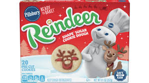 Lightly spray baking sheets with cooking spray before lining to keep parchment paper in place. Pillsbury Shape Reindeer Sugar Cookie Dough Pillsbury Com