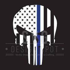 The Punisher Skull Flag Police Officer Svg Thin Blue Line Skull Flag Punisher Skull Art