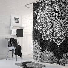 Black And White Bath Rug Set Black And White Bath Mat Bath Mat Set Hippie Bath Mat White Bath Mat Bath Mat Sets Mandala Shower Curtain