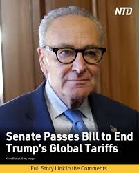 Senators have passed a bill to revoke the national emergency declaration  used by President Donald Trump as the legal basis for his reciprocal global  tariff measures.