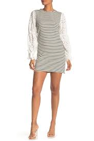 English Factory Embroidered Sleeve Stripe Dress Nordstrom Rack