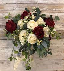Roses, carnations, hydrangeas, peonies, greenery, orhids, lilies Excited To Share This Item From My Etsy Shop Burgundy Bouquet Wine Bouquet Bridal Bouquet Sil Wedding Bouquets White Wedding Bouquets Wedding Flower Guide