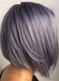 Silver gray ombre for short hair managed to supplant the burning red, cold blue and extravagant purple hair dye. Elegant Short Haircut On Purple To Gray Hair Bobhairstyles Silver Hair Color Purple Grey Hair Hair Styles