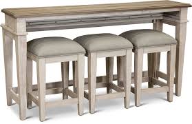 Weathered Oak Sofa Table With 3 Stools Heartland In 2020 Oak Sofa White Sofa Table Sofa Table Decor
