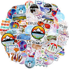 Glossy, matte, and transparent options in various sizes. Amazon Com 100 Pieces Cute Adventure Travel Stickers Waterproof Outdoor Travel Decals Hiking Camping Aesthetic Stickers Pack For Water Bottle Laptop Kids Teens Diy Decoration Electronics