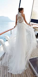 A trumpet lace halter neckline wedding dress with an illusion sweteheart neckline and a train. Eddy K Dreams 2019 Wedding Dresses Wedding Inspirasi