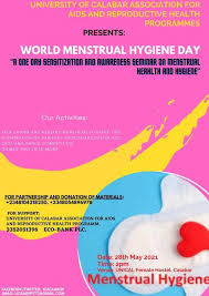 Menstrual cup, tampon, underpants, uterus and other personal care products. World Menstrual Hygiene Day Afficher La Carte Calabar 28 May 2021