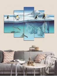 Penguins Print Split Canvas Paintings Penguin Wall Decor Cheap Canvas Prints Cheap Canvas Wall Art