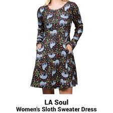 L A Soul Black Floral Sloth Sweater Dress Nwt Sweater Dress