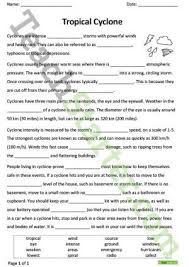 Tropical Cyclone Cloze Worksheet Weather Lesson Plans Teaching Resources Weather Lessons