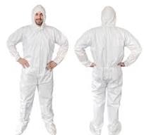 EZGOODZ Disposable Coveralls With Hood, Boots Medium, Pack of 50 White  Paint Suits, SF PP 60 GSM Waterproof Hazmat Suits, Elastic Wrists, Zipper,  ...