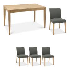 Contemporary dining tables from case furniture's elegant range will create a striking dining room aesthetic in your home. Bremen 130cm Extending Dining Table In Oak Finish 4 Upholstered Chairs In Black Gold Fabric All Dining Ranges Fishpools