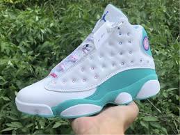 2020 Air Jordan 13 Gs White Soar Aurora Green Digital Pink 439358 100 In 2020 Green Basketball Shoes Jordan 13 Air Jordans