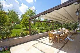 Sunlux Retractable Pergola Awning With Integrated Gutter Pergola Outdoor Pergola Pergola Patio