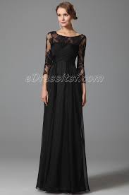 Lace Sleeves Empire Waist Black Evening Dress Black Dress Lace Sleeves Blue Evening Gowns Evening Gown Dresses