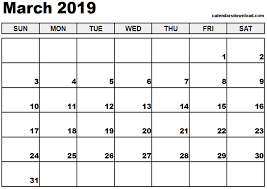 Blank March 2019 Calendar Editable Pdf 2018 Calendar Template Calendar 2019 Template Printable Calendar Template