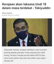 Takiyuddin hassan 40,620 62.09% mohamad fatmi che salleh 24,650 37.68% 66,277 15,970. Takiyuddin Haji Hassan Takiyuddin61 Twitter