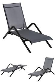 Grey Metal Sun Lounger Adjustable Folding Camping Garden Pool Chair Chaise Bed Sungarden Pool Chairs Sun Lounger Patio Chairs