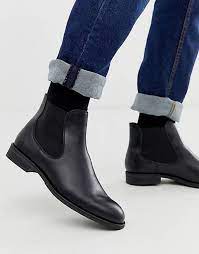 Selected Homme Bottines Chelsea En Cuir Noir Asos