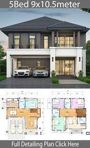 House Design Plan 9x10 5m With 5 Bedrooms Haus Design Plane Haus Architektur Haus Plane