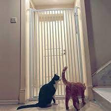 Lnddp Pet Gate White Metal Pet Gates With Extra Tall Walk Thru Dog Cat Door Wall Saver Baby Gates For Stairs Hall Pet Gate Tall Pet Gate Extra Tall Pet Gate