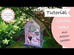 Diy Garten Deko Vogelhauschen Aus Meinem Action Haul Wie Dollar Tree Tutorial Youtube Bird House Deko Basteln