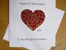 12th Anniversary Card Silk Twelve Years Marriage Twelfth Wedding Wife Husband Happy 12th Anniversary 12th Anniversary Wedding Anniversary Cards