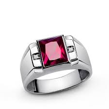 Ring For Man Red Ruby And Natural Diamonds In 925 Sterling Etsy In 2020 Yellow Gold Mens Rings Rings For Men Mens Ruby Ring