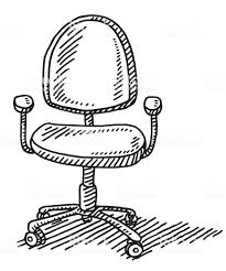 Black And White Office Desk Clip Art Hand Drawn Vector Drawing Of An Office Chair Black And White Sketch Chair Drawing Black And White Sketches Industrial Office Chairs