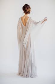 Batwing Sleeve Wedding Dress With Embroidered Bodice Cathy Telle Bell Sleeve Wedding Dress Sleeve Wedding Dress A Line Wedding Dress