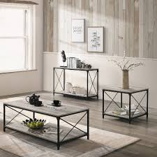 Product title 4 piece barn door tv stand coffee table and 2 end table set in rustic white oak average rating: Coffee And Accent Table Sets End Tables Side Tables Target