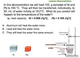 Comparing Specific Heats Of Metals Chemdemos