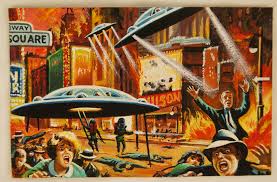 9.0 (2 votes) click here to rate. Lot Detail 1962 Mars Attacks Original Artwork For Card 8 Terror In Times Square